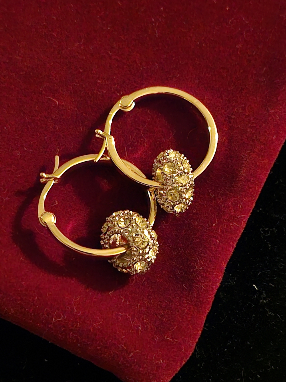 Gold Crystal Hoop Earrings - Elegant Sparkle